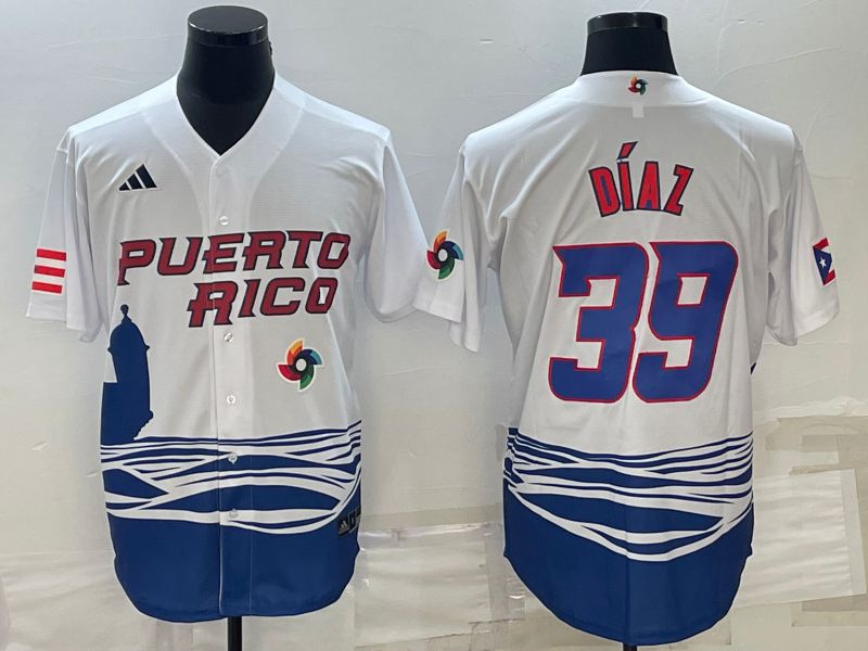 Men 2023 World Cub 39 Diaz White MLB Jersey8